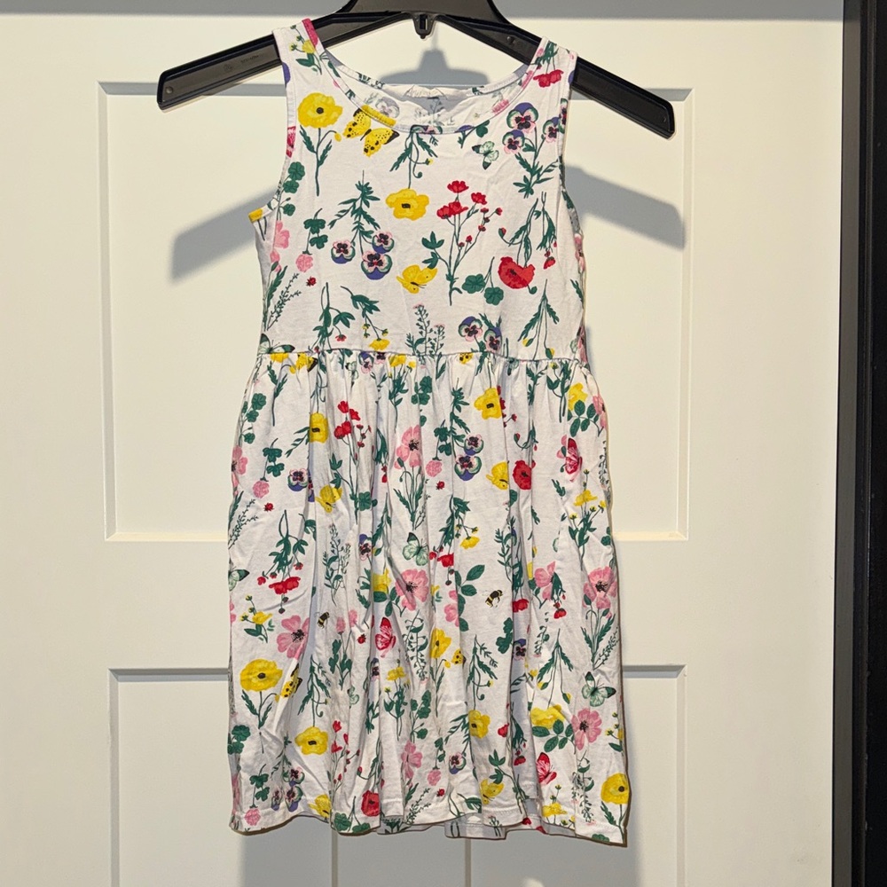 Floral Kids Dress - White with Multicolor Print